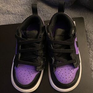 Jordan Kids Black and Purple Sneakers